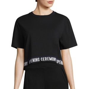 Opening Ceremony Black Logo Crop Shirt